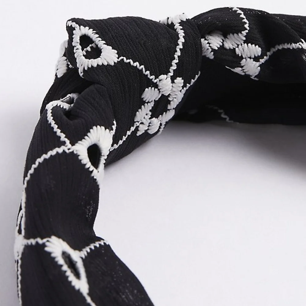 Torrid embroidered knot headband, black